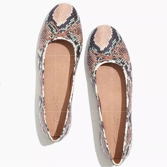 Madewell Women's The Adelle Ballet Flat in Snake Embossed Leather Size 6.5 - Picture 2 of 7
